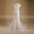 Elegant Scoop Neckline Mermaid Sexy See Through Back Beads & Lace Chapel Train Wedding Dress